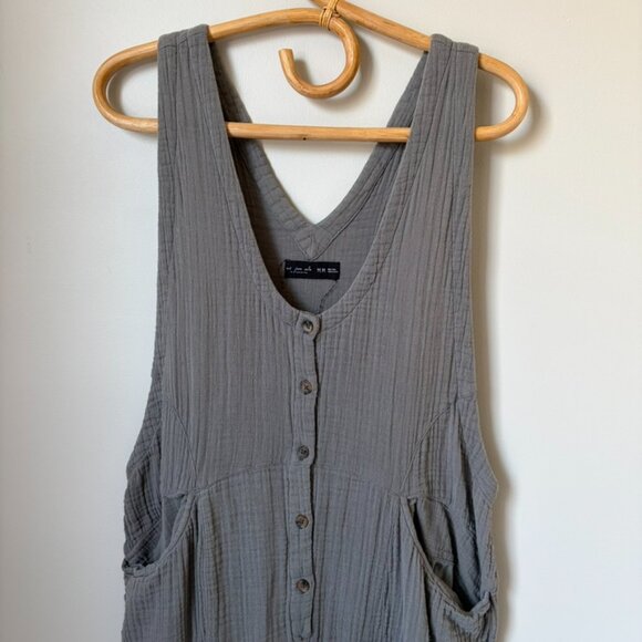 Urban Outfitters Out From Under Rhea Button Front Jumpsuit Gray Women's Medium - Picture 4 of 7